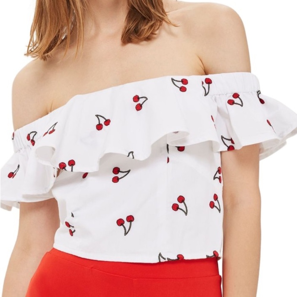 Topshop Cherry Crop Top